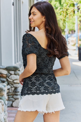 GeeGee Show Stopper Glitter Peplum Top Trendsi