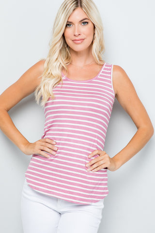 Celeste Full Size Backside Bow Tie Striped Tank Trendsi