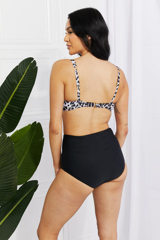 Marina West Swim Take A Dip Twist High-Rise Bikini in Leopard Trendsi