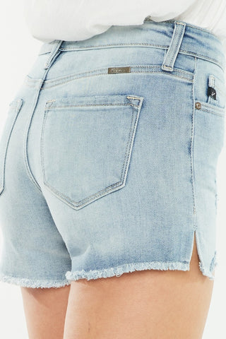 Kancan High Rise Side Slit Denim Shorts Trendsi