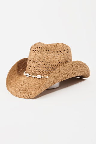 Fame Openwork Shell Weave Straw Hat Trendsi