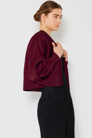 Marina West Swim Rib Pleated Puff Sleeve Bolero Cardigan Trendsi