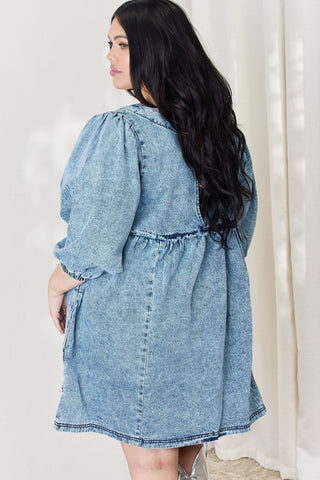 HEYSON Full Size Oversized Denim Babydoll Dress Trendsi