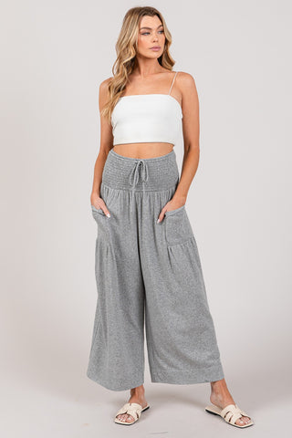 SAGE + FIG Drawstring Smocked High Waist Pants Trendsi