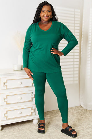 Zenana Lazy Days Full Size Long Sleeve Top and Leggings Set Trendsi