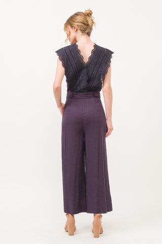 And The Why Laced Surplice Tie Waist Jumpsuit Trendsi