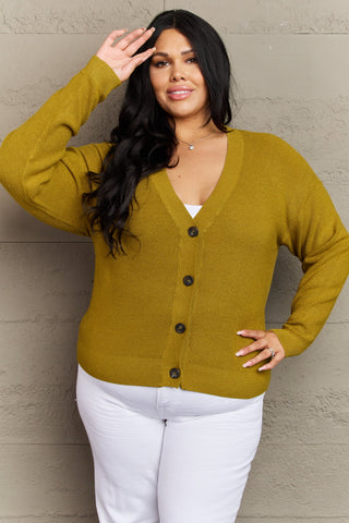 Zenana Kiss Me Tonight Full Size Button Down Cardigan in Chartreuse Trendsi