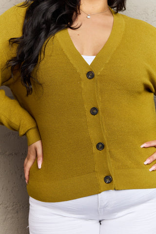 Zenana Kiss Me Tonight Full Size Button Down Cardigan in Chartreuse Trendsi