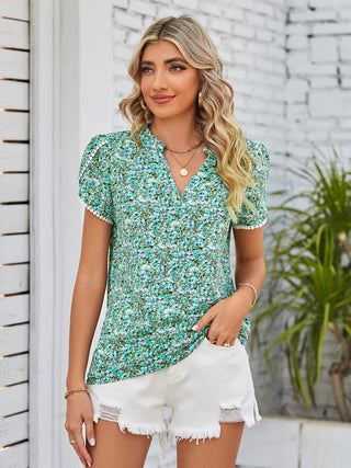 Mandy Floral Notched Neck Blouse Trendsi