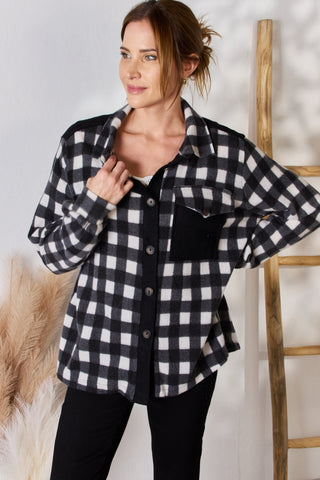 Hailey & Co Full Size Plaid Button Up Jacket Trendsi