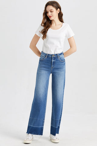 BAYEAS Full Size High Waist Cat's Whisker Wide Leg Jeans Trendsi