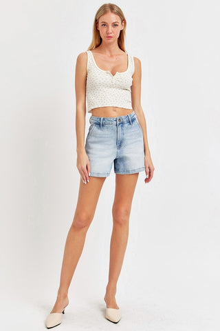 Risen Full Size High Rise Denim Shorts Trendsi