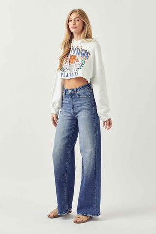 Risen Full Size High Rise Wide Leg Jeans Trendsi