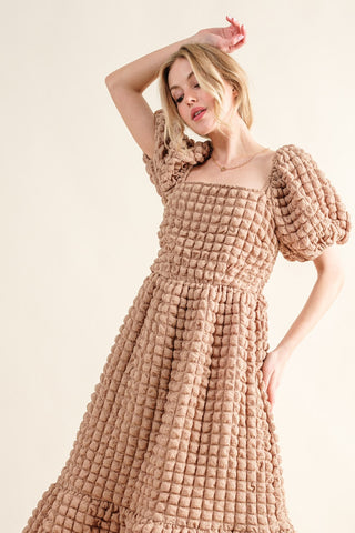 And The Why Full Size Square Neck Puff Sleeve Dress Trendsi