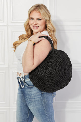 Justin Taylor Beach Date Straw Rattan Handbag in Black Trendsi