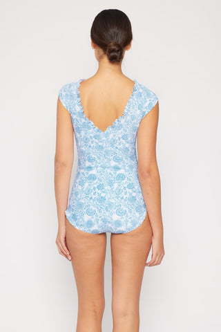 Marina West Swim Bring Me Flowers V-Neck One Piece Swimsuit In Thistle Blue Trendsi