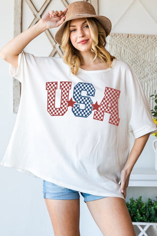 HOPELY USA Graphic Round Neck T-Shirt Trendsi