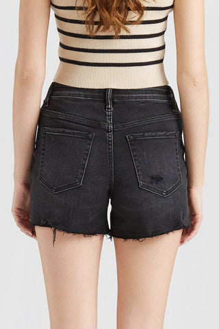 BAYEAS Stepped Waist Raw Hem Denim Shorts Trendsi