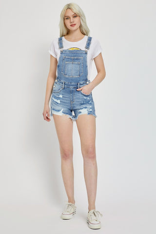 RISEN Distressed Raw Hem Denim Overalls Trendsi