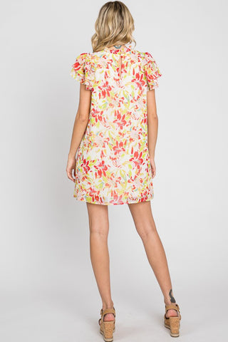 GeeGee Floral Short Sleeve Mini Dress Trendsi