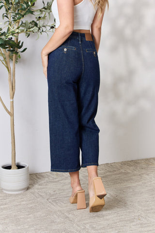 Judy Blue Full Size High Waist Cropped Wide Leg Jeans Trendsi