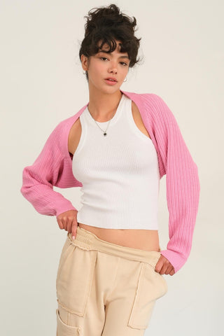 HYFVE Ribbed Knit Bolero Cardigan Trendsi