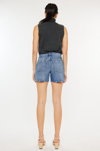 Kancan Distressed High Waist Denim Shorts Trendsi