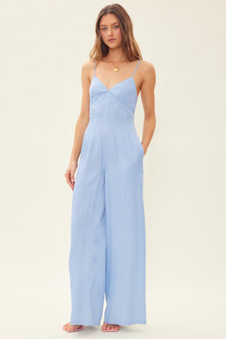 Idem Ditto Drawstring Back Sleeveless Wide Leg Jumpsuit Trendsi