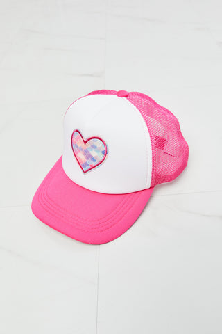 Fame Falling For You Trucker Hat in Pink Trendsi