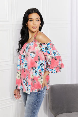 Sew In Love Full Size Fresh Take  Floral Cold-Shoulder Top Trendsi