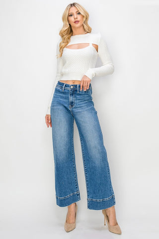 RISEN Full Size High Rise Wide Leg Jeans Trendsi