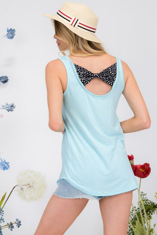 Celeste Full Size Back Contrast Bow Tie Tank Trendsi