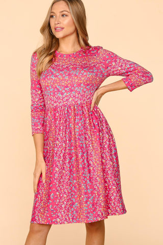 Haptics Round Neck Floral Dress with Pockets Trendsi