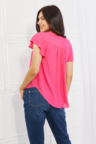 Sew In Love Just For You Full Size Short Ruffled Sleeve Length Top in Hot Pink Trendsi