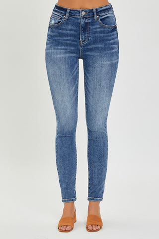 RISEN Full Size Mid Rise Ankle Skinny Jeans Trendsi