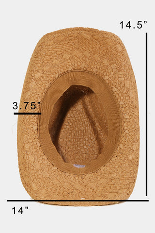 Fame Openwork Shell Weave Straw Hat Trendsi