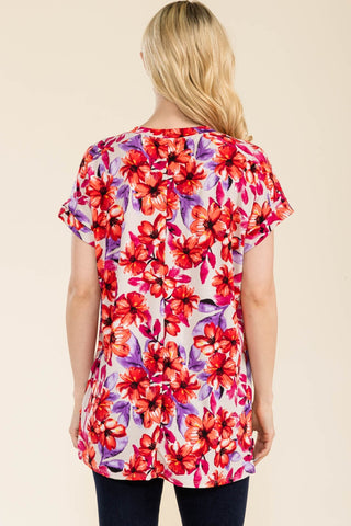 Celeste Full Size Round Neck Short Sleeve Floral T-Shirt Trendsi