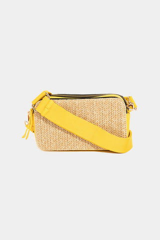 Fame Straw Contrast Crossbody Bag Trendsi