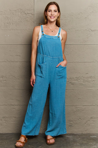 HEYSON Playful Mineral Wash Gauze Overalls Trendsi