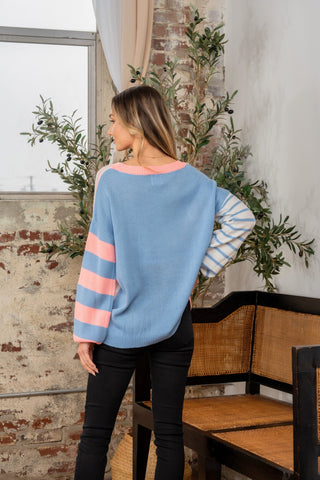 Sew In Love Full Size Striped Dropped Shoulder Sweater Trendsi