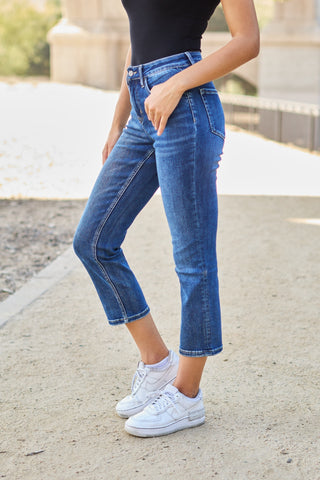 BAYEAS Full Size High Waist Straight Jeans Trendsi