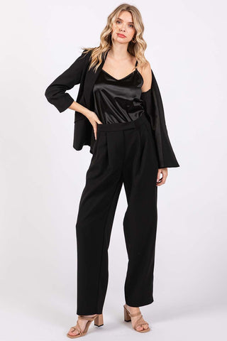 GeeGee High-Waisted Pleated Pants Trendsi