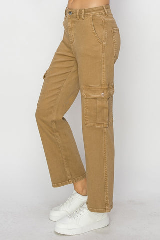 Risen Full Size High Rise Cargo Jeans Trendsi