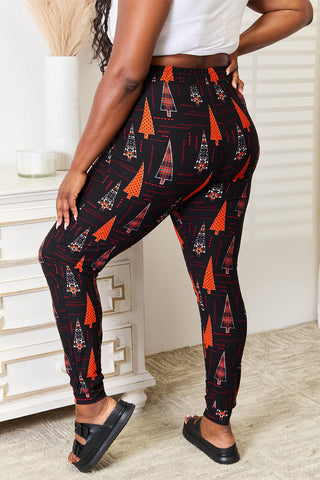 Leggings Depot Full Size Holiday Tree Print Joggers Trendsi