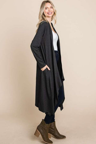 Culture Code Open Front Longline Cover Up with Pockets Trendsi