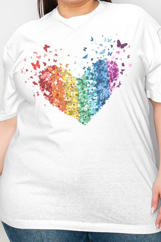 Simply Love Full Size Rainbow Heart Graphic T-Shirt Trendsi