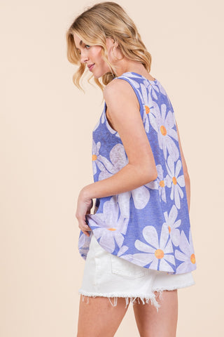 BOMBOM Floral Round Neck Tank Trendsi