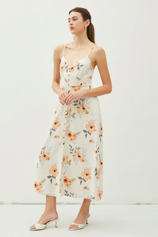 Be Cool Floral Button Down Cami Midi Dress Trendsi