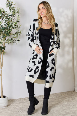 BiBi Leopard Open Front Cardigan Trendsi