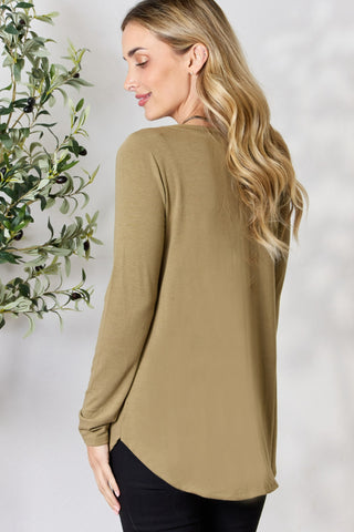 Zenana Full Size V-Neck Long Sleeve T-Shirt Trendsi